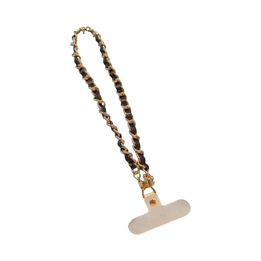 B9-P VELVET CAVIAR - Phone Charm‎ Wristlet - Black Leather/Silver ⬇️